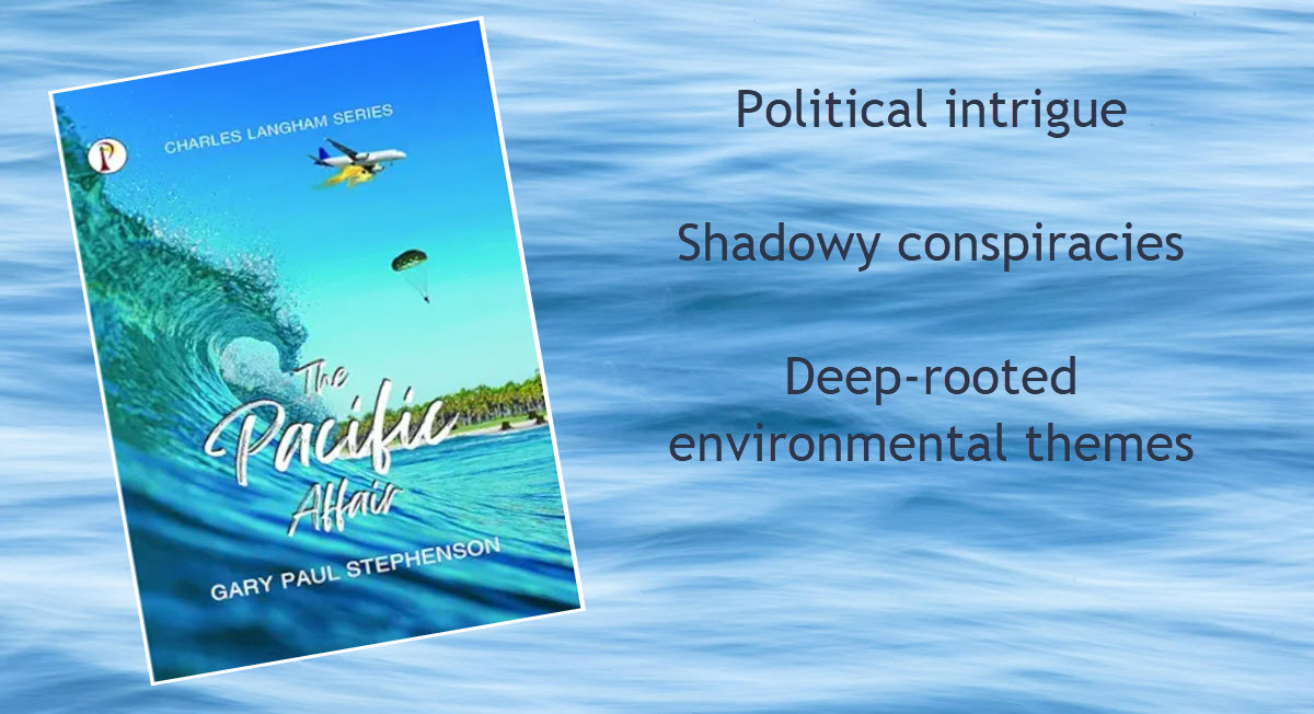 Gary Paul Stephenson author website, Charles Langham book cover, environmental thriller suspense novel.